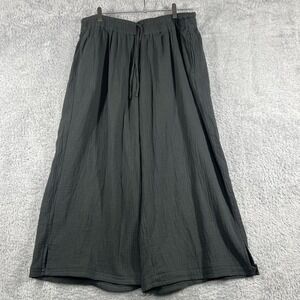 Pact Pants Womens XL Gray Wide Leg Gauze Split Hem Flowy Organic Cotton Coastal